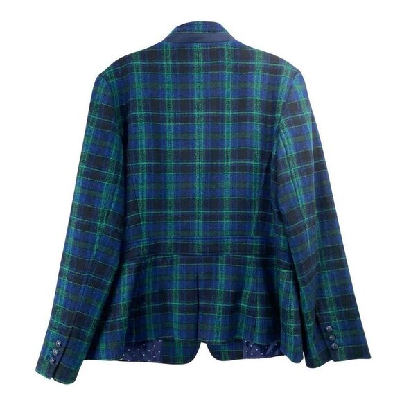 NEW Talbots Tartan plaid wool blend blazer jacket Size 16 green navy blue - Picture 6 of 7